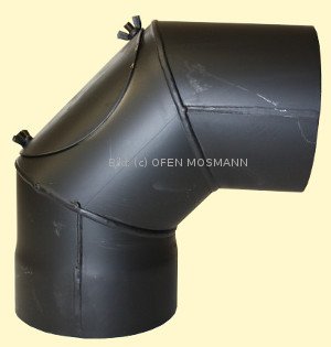 Ofenrohr DN 160 mm Bogen Knie 90° mit Tür 2 mm Stahl gemufft schutzlackiert (nicht kratzerfrei)