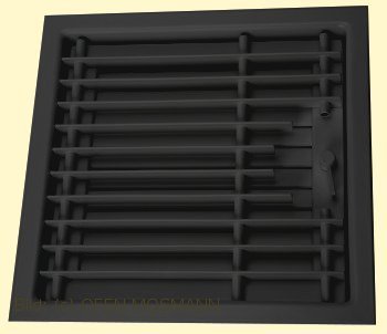 CB Deckengitter schwarz 23 cm x 23 cm Lamellen verstellbar. Lüftungsgitter für Ofen Kamin. Marke CB-