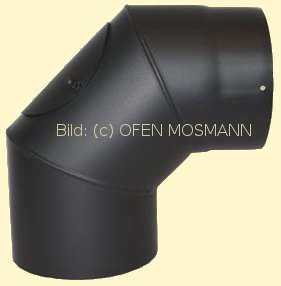 Ofenrohr Kaminofen DN 120 mm Bogen 90° mit Tür schwarz #310