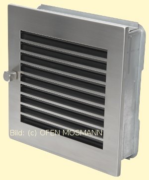 Lüftungsgitter Warmluft 23 x 23 cm Edelstahl matt Lamellen schwarz verstellbar Marke CB-tec