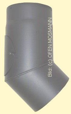 Ofenrohr Kaminofen DN 150 mm Bogen Winkel 45° mit Tür gussgrau hell #820