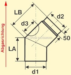 Ofenrohrbogen Maßskizze