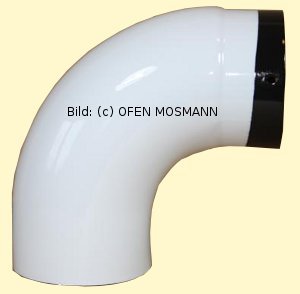 Ofenrohr DN 100 mm weiß emailliert Bogen glatt 90° ohne Tür hq