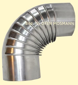 Ofenrohr DN 80 mm -Bogen 90° ohne Tür gerippt DN 80 mm aus Aluminium