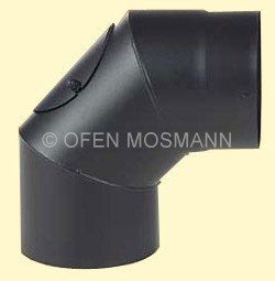 Ofenrohr DN 200 mm Bogen Knie 90° mit Tür 2 mm Stahl schutzlackiert (nicht kratzerfrei)