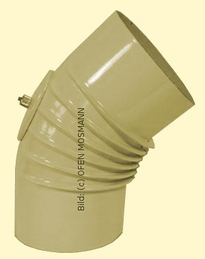 Ofenrohr DN 120 mm beige emailliert Bogen gerippt 45° mit Tür hq