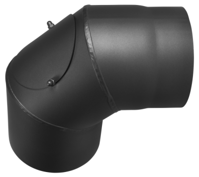 Ofenrohr Kaminofen DN 130 mm Bogen 90° mit Tür gussgrau #288