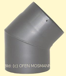 Ofenrohr Kaminofen DN 150 mm Bogen Winkel 45° ohne Tür gussgrau hell #820