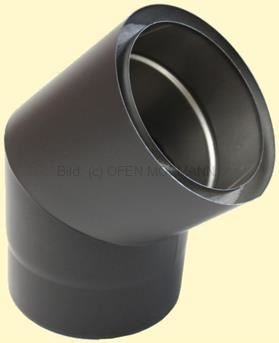 Doppelwandiges Ofenrohr Isoline DN 150 mm Bogen 45° ohne Tür schwarz #310