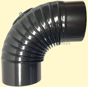 Ofenrohr DN 120 mm anthrazit emailliert Bogen gerippt 90° mit Tür hq