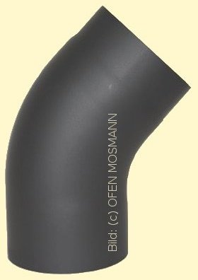 Ofenrohr Kaminofen DN 130 mm Bogen 45° glatt ohne Tür schwarz #310