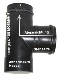 Ofenrohr für Pelletofen DN 80 mm Kapselknie 0,25 m Länge mattschwarz emailliert