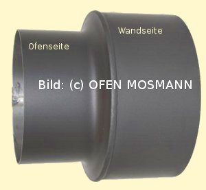 Ofenrohr Kaminofen Erweiterung von DN 160 weit auf 180 mm eng gussgrau #288