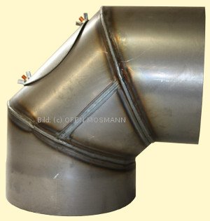 Ofenrohr DN 250 mm Bogen Knie 90° mit Tür 2 mm Stahl gemufft unlackiert