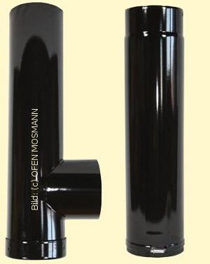 Ofenrohr DN 120 mm schwarz glänzend emailliert Kapsel+ Ofenrohr verstellbar von 1,00 m bis 1,20 m