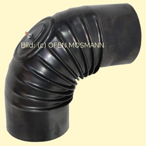 Ofenrohre DN 110 mm gebläutes Ofenrohr Bogen gerippt 90° mit Tür