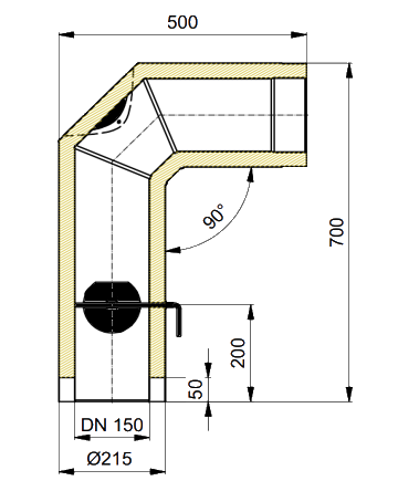 Coltherm Ofenrohr Maßskizze