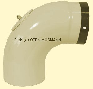 Ofenrohr DN 130 mm beige emailliert Bogen glatt 90° mit Tür hq