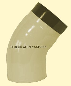 Ofenrohr DN 120 mm beige emailliert Bogen glatt 45° ohne Tür hq