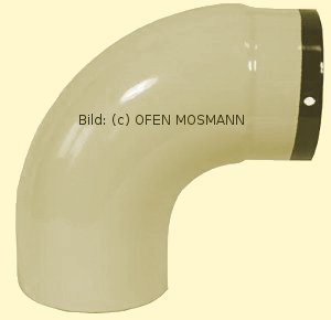 Ofenrohr DN 120 mm beige emailliert Bogen glatt 90° ohne Tür hq