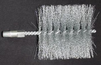 Heizkessel - Bürstenkopf 100-50 mm flach mit gehärtetem Stahldraht und 1/2 Zoll WW Außengewinde