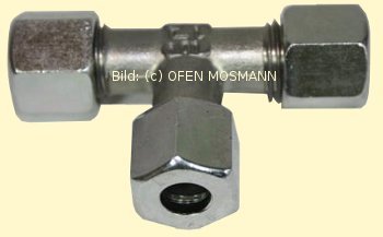 Heizölleitung 15 mm Schneidring-T- Verschraubung TV 15 mm Stahl-verzinkt