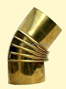 Ofenrohr DN 120 mm aus Messing Bogen gerippt 45° ohne Tür
