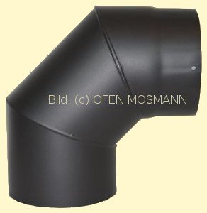 Ofenrohr Kaminofen DN 180 mm Bogen Winkel 90° ohne Tür schwarz #310
