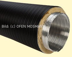 Aluflexrohr isoliert DN 100 mm, Länge 0,80 m, 5-lagig, schwarz beschichtet Aluflexrohr isoliert DN 100 mm, Länge 0,80 m, 5-lagig, schwarz beschichtet