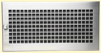 Lüftungsgitter Edelstahl matt 45x23 cm D3-Design Warmluftgitter Lamellen schwarz verstellbar CB-Tec