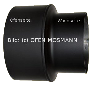 Ofenrohr Kaminofen Reduzierung von DN 180 weit auf 150 mm eng schwarz #310