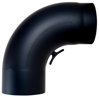 Ofenrohr Kaminofen DN 150 mm Bogen 90° glatt mit Tür schwarz #310