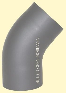 Ofenrohr Kaminofen DN 150 mm Bogen glatt 45° ohne Tür gussgrau hell #820