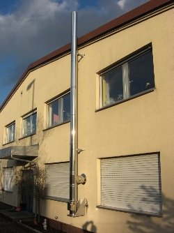 DW ECO 2.0 Edelstahlschornstein DN 150 mm Bausatz Höhe 4,80 m Wandabstand 50 bis 150 mm