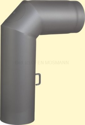 Doppelwandiges Winkelrohr Primus DN 150 mm 700x500 mm mit Tür und Drosselklappe gussgrau #288