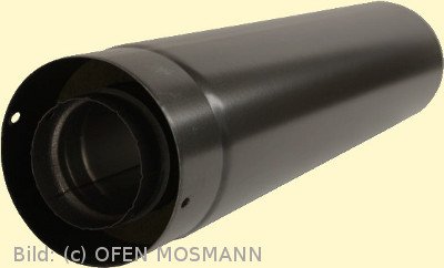 Doppelwandiges Ofenrohr für Pelletofen DN 80 mm 1,00 m Länge mattschwarz emailliert