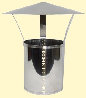 Ofenrohr aus Edelstahl DN 110 mm Längenelement 0,25 m mit Regenhut