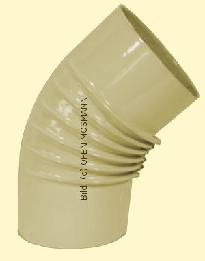 Ofenrohr DN 130 mm beige emailliert Bogen gerippt 45° ohne Tür hq
