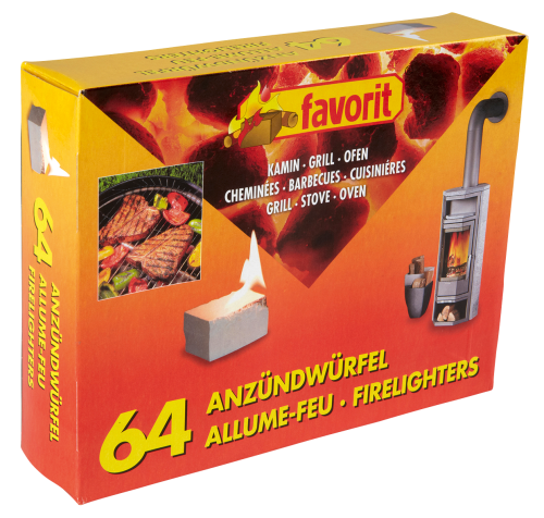 Feueranzünder für Ofen Kamin Grill. Kohleanzünder #1249, 64er Würfel