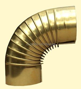 Ofenrohr DN 120 mm aus Messing Bogen gerippt 90° ohne Tür