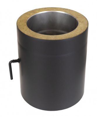 Doppelwandiges Ofenrohr Coltherm DN 150 mm Länge 0,25 m schwarz #310 mit Drosselklappe