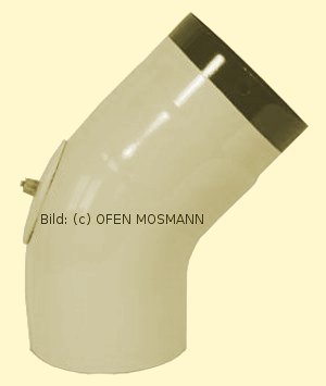 Ofenrohr DN 120 mm beige emailliert Bogen glatt 45° mit Tür hq