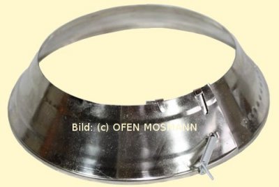 Ofenrohr Wandrosette mit Federzug verstellbar von DN 135 bis 165 mm, vernickelt