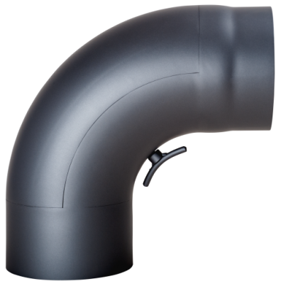 Ofenrohr Kaminofen DN 150 mm Bogen glatt 90° mit Tür gussgrau #288