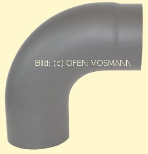 Ofenrohr Kaminofen DN 150 mm Bogen glatt 90° ohne Tür gussgrau hell #820