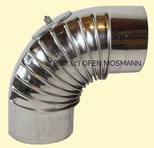 Ofenrohr aus Edelstahl DN 130 mm Bogen 90° mit Tür
