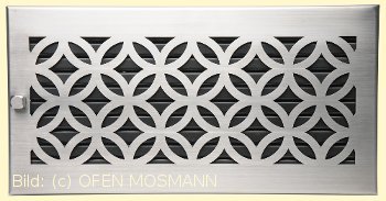 Lüftungsgitter Edelstahl matt 45x23 cm D1-Design Warmluftgitter Lamellen schwarz verstellbar CB-Tec