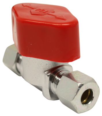 Öl Schnellschlussventil 10 mm x 10 mm mit Schneidring, verchromt