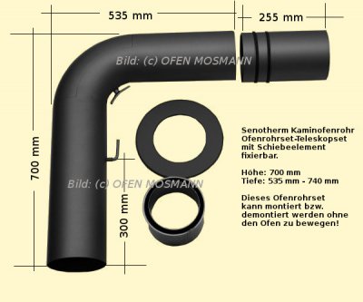 Ofenrohr Kaminofen DN 150 mm Teleskopset glatt braun #847