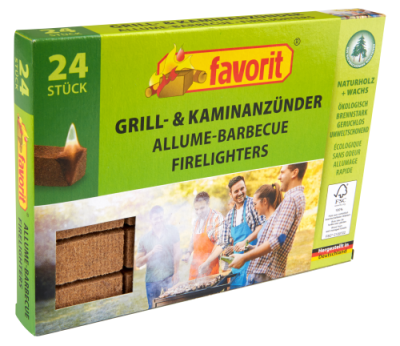 Feueranzünder für Ofen Kamin Grill. Naturholz Kohleanzünder #1245, 24er Würfel